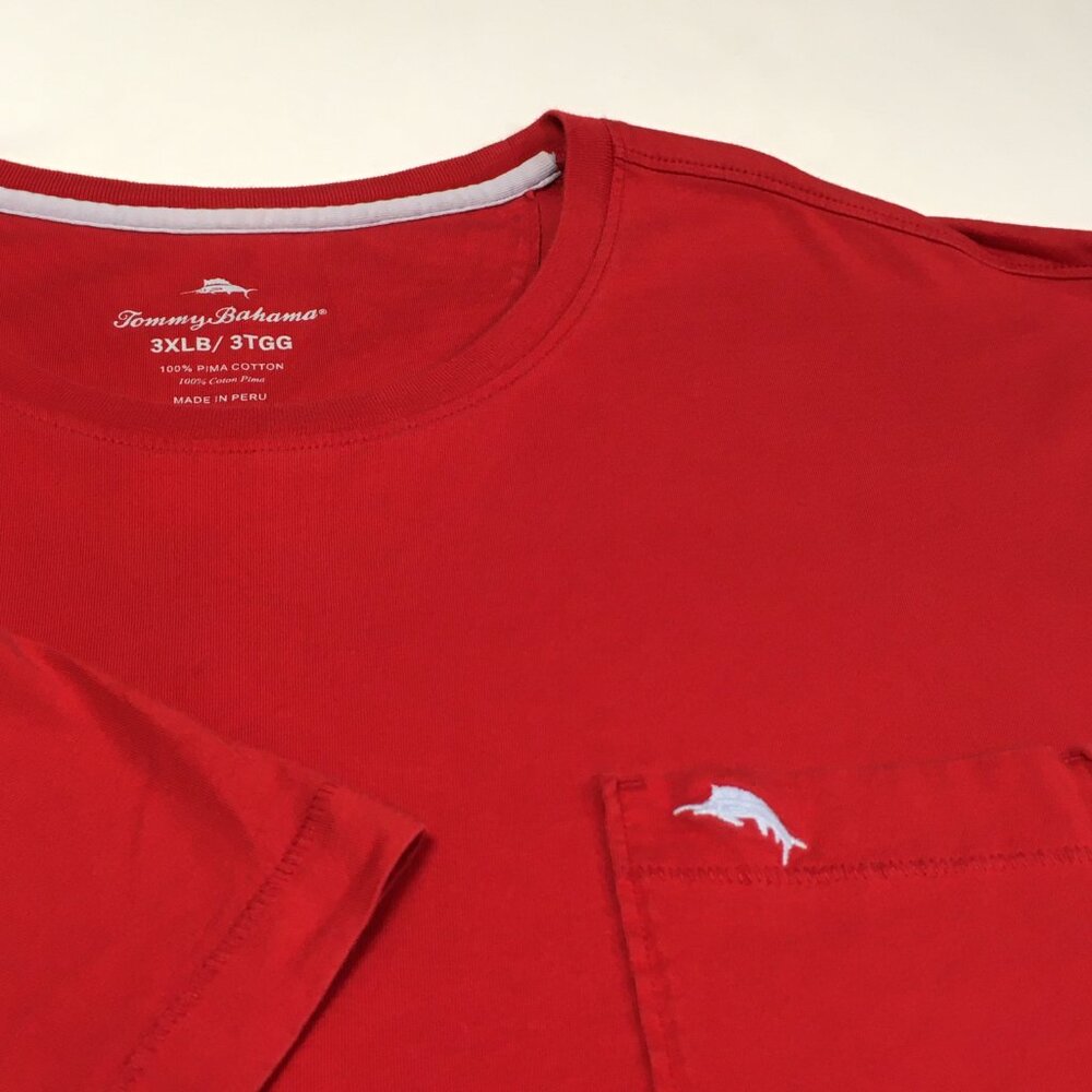 Tommy Bahama Tee Red Bali Skyline One Pocket Marlin Logo 3XB Upscale Minimalist